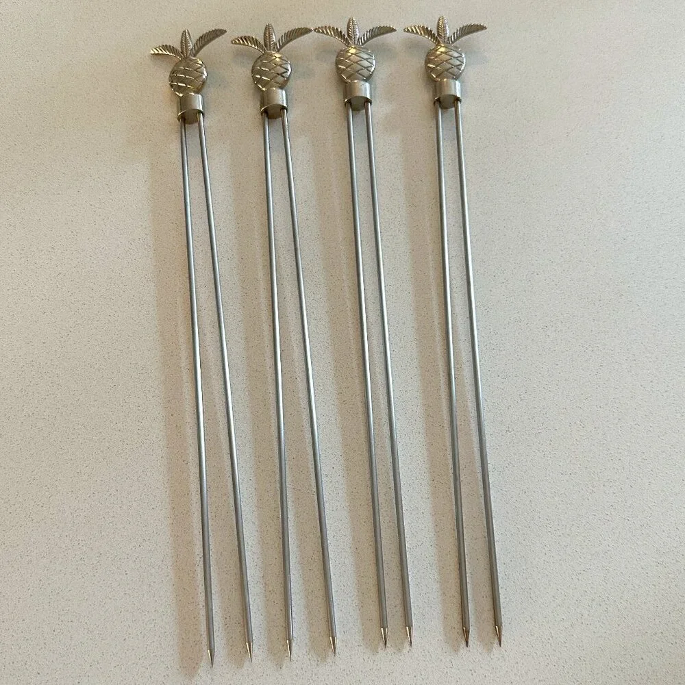 4 Metal Pineapple Meat Skewers NWOT